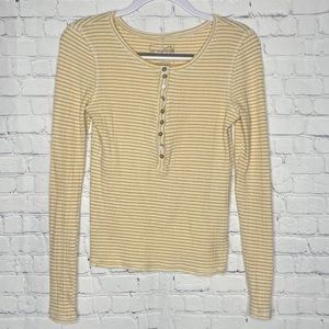 Free People striped henley long sleeve button up